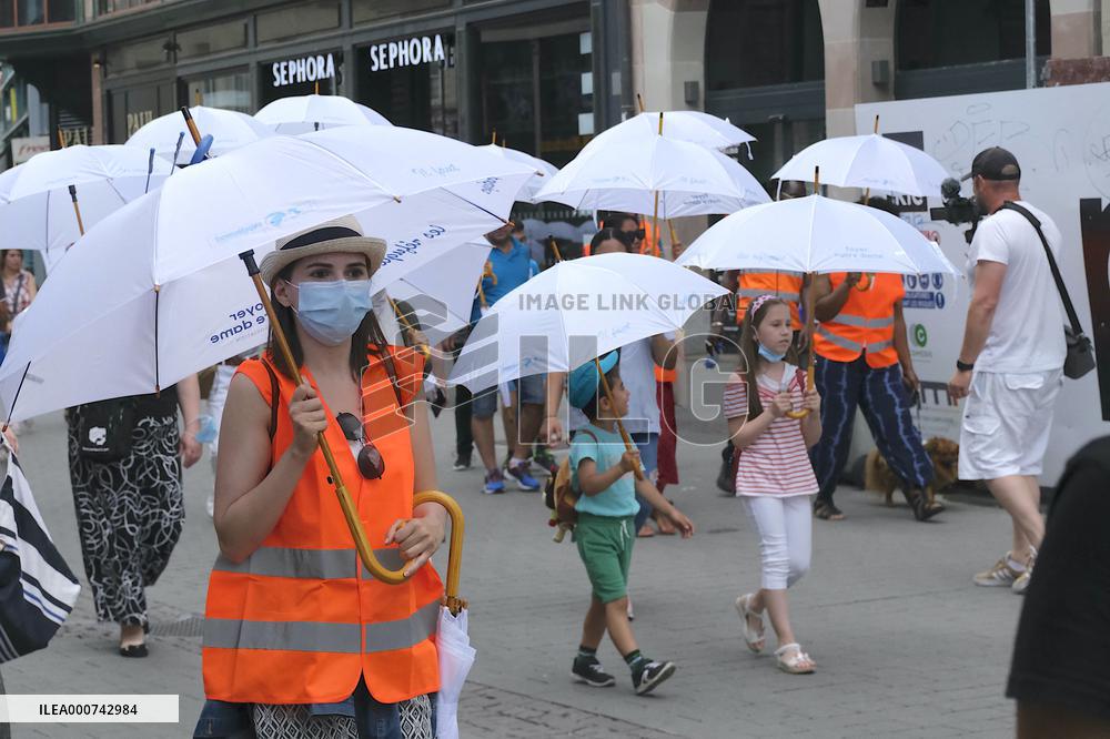 Umbrella March For World Refugee Day - Strasbourg
