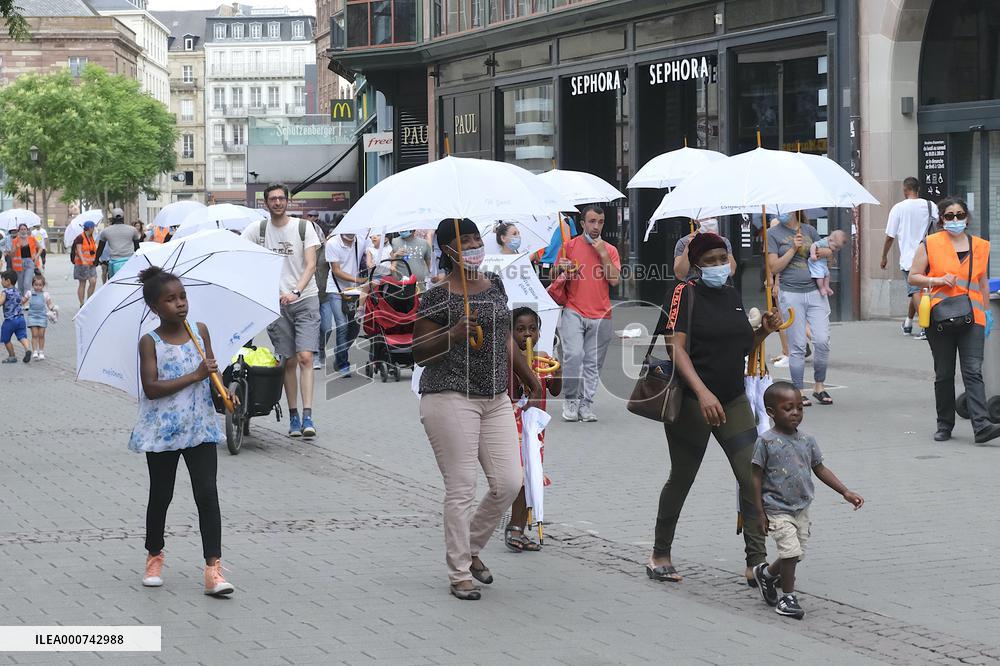 Umbrella March For World Refugee Day - Strasbourg