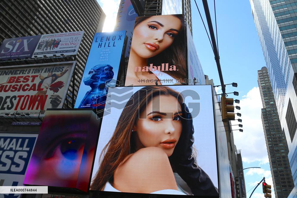 Nabilla Beauty Advertising in Times Square - NYC