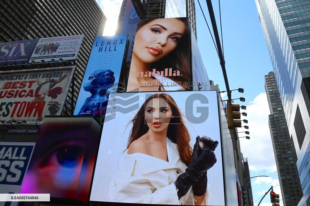 Nabilla Beauty Advertising in Times Square - NYC