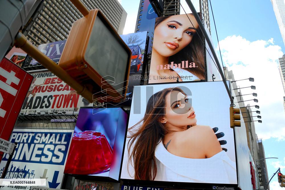 Nabilla Beauty Advertising in Times Square - NYC
