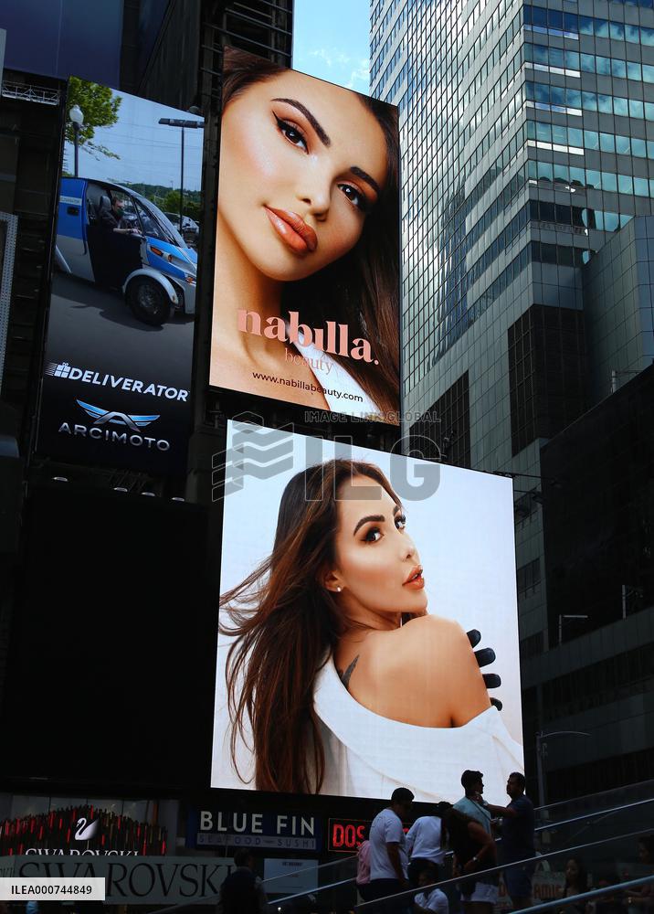 Nabilla Beauty Advertising in Times Square - NYC