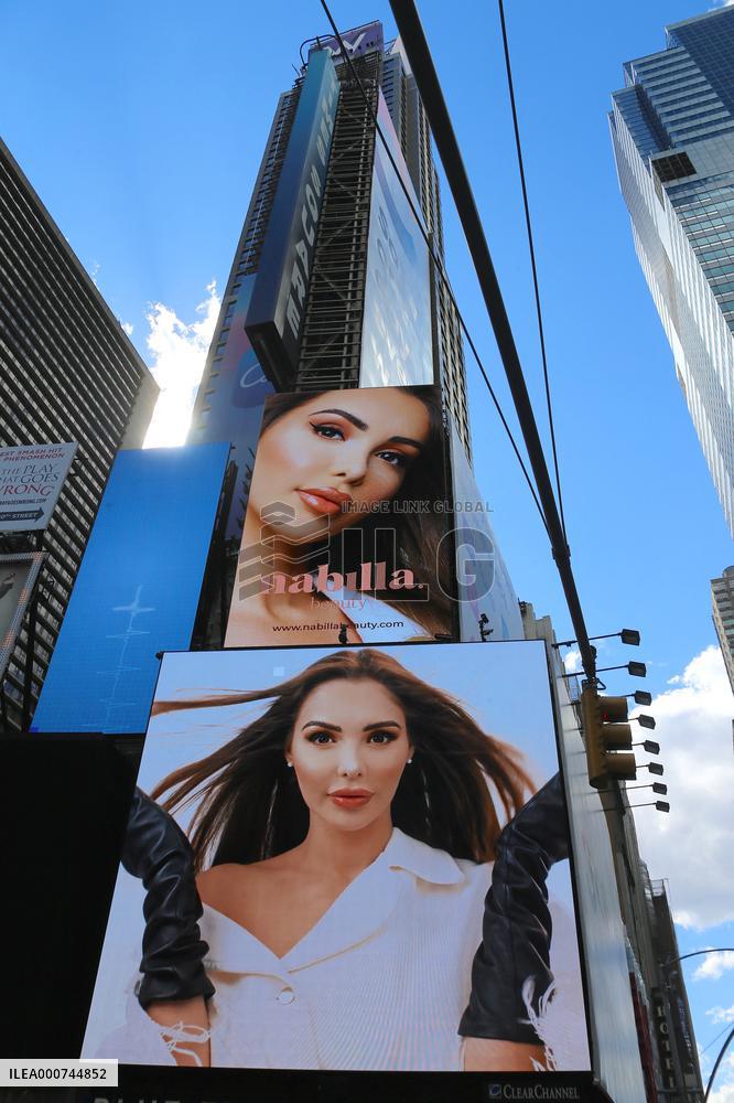 Nabilla Beauty Advertising in Times Square - NYC