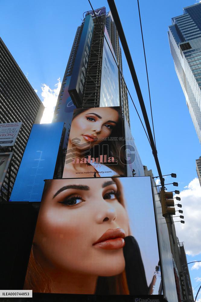 Nabilla Beauty Advertising in Times Square - NYC