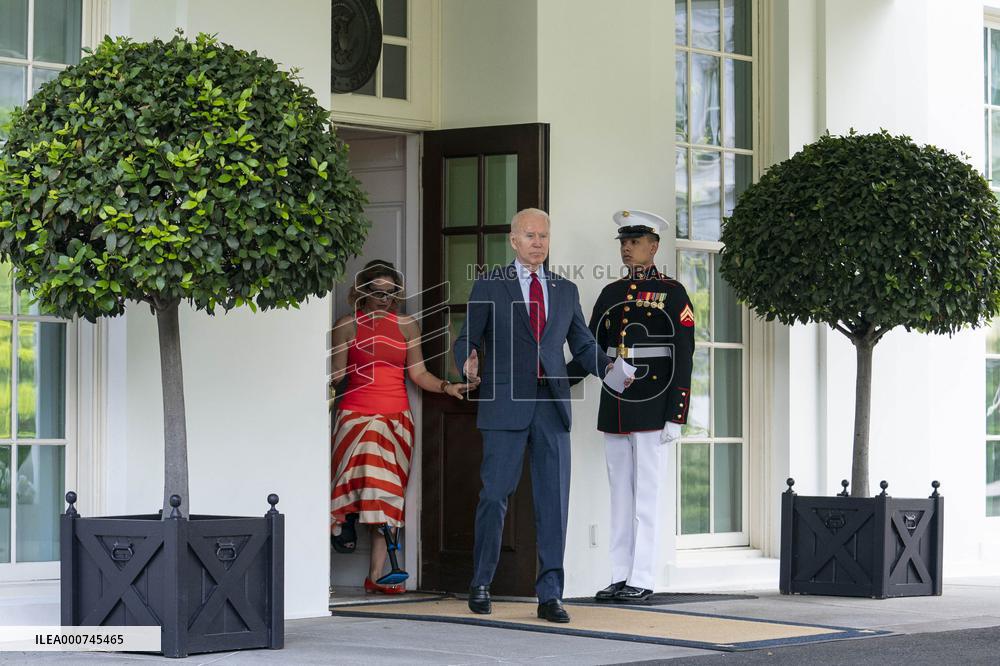 Joe Biden Speaks to Reporters Outside West Wing on Infrustructure Negotiations