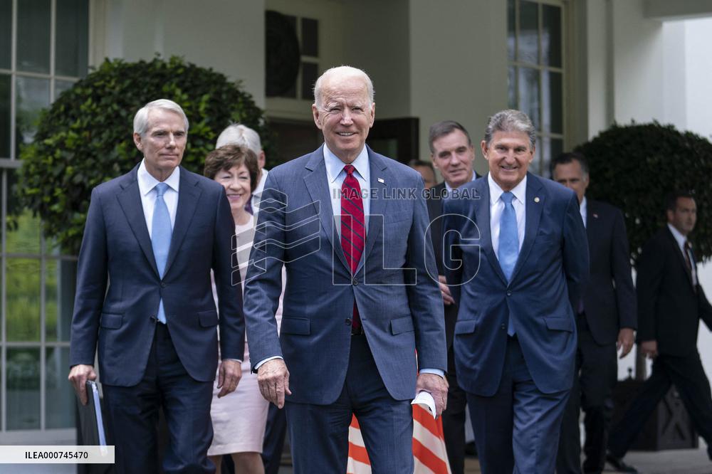 Joe Biden Speaks to Reporters Outside West Wing on Infrustructure Negotiations