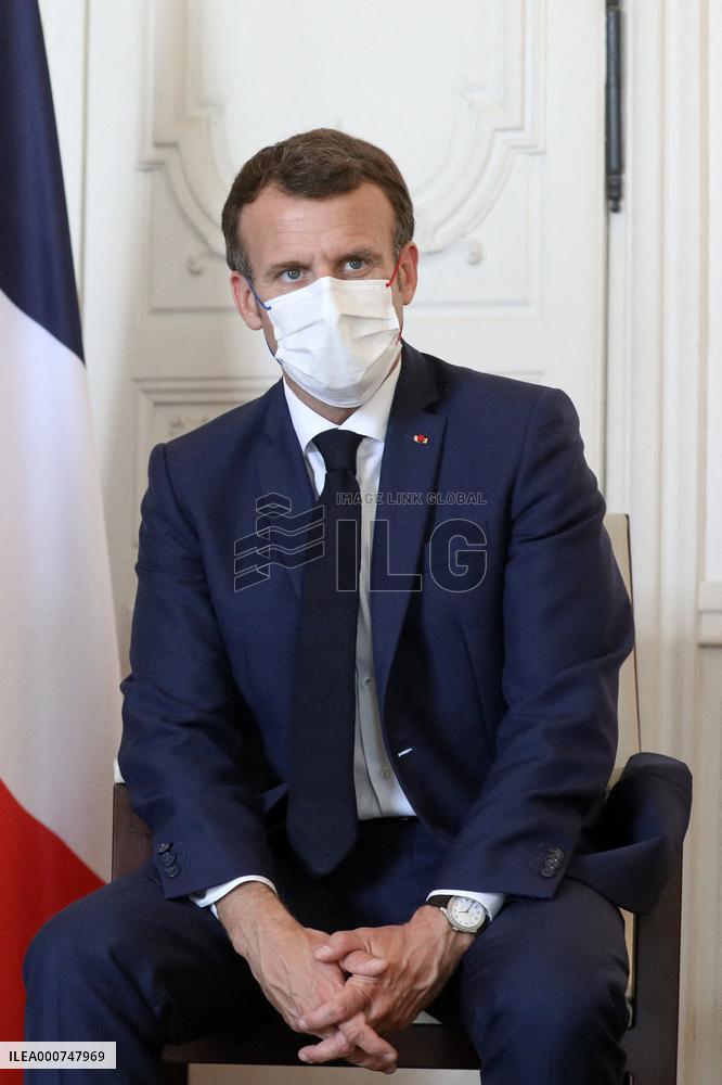 Emmanuel Macron meets Enrique Lores - Versailles
