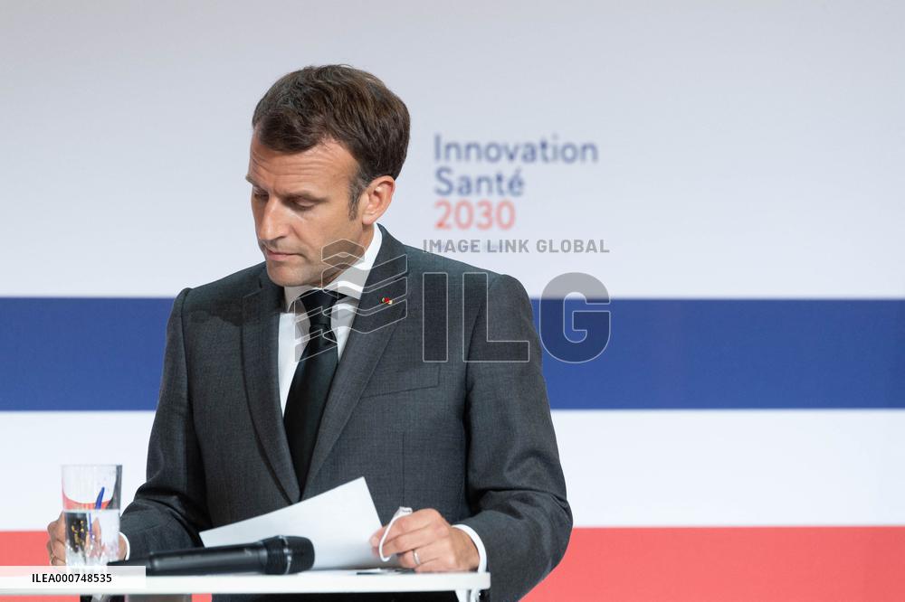 Emmanuel Macron attends the launching of the French CSIS