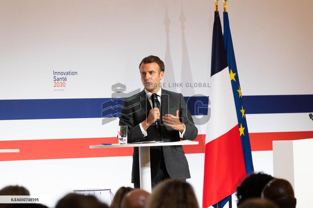 Emmanuel Macron attends the launching of the French CSIS