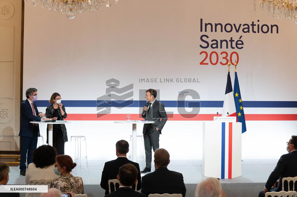 Emmanuel Macron attends the launching of the French CSIS