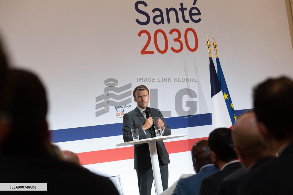 Emmanuel Macron attends the launching of the French CSIS