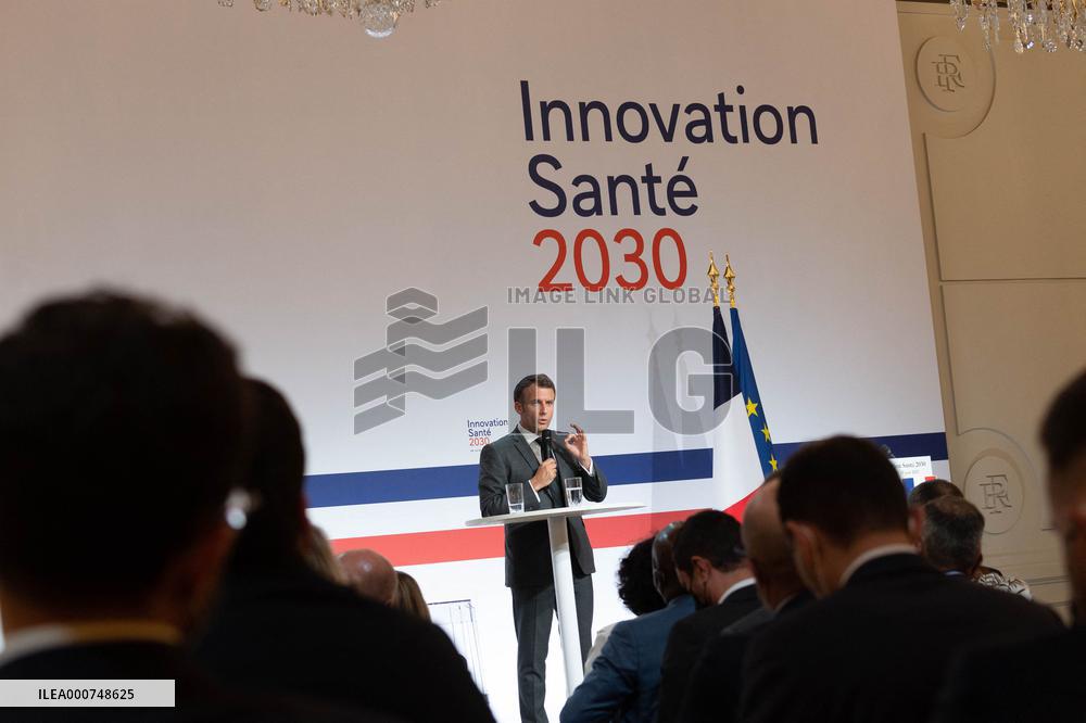 Emmanuel Macron attends the launching of the French CSIS