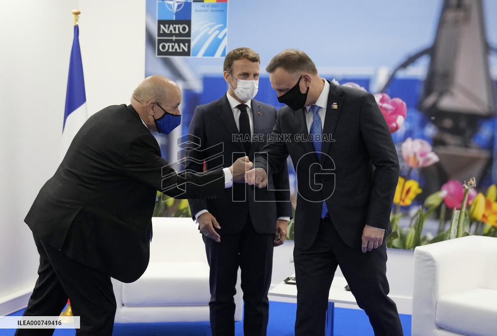 President Macron Meets Poland's President Duda At NATO Summit - Brussels
