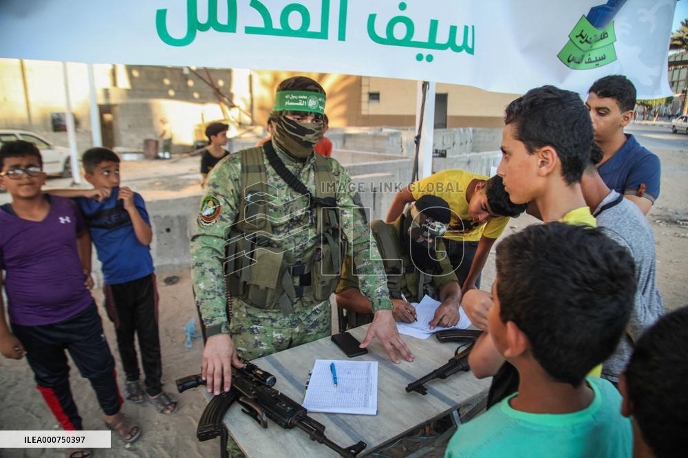 Palestinian Boys Register In A Summer Camp Organised By The Ezz-Al Din Al-Qassam Brigades - Gaza
