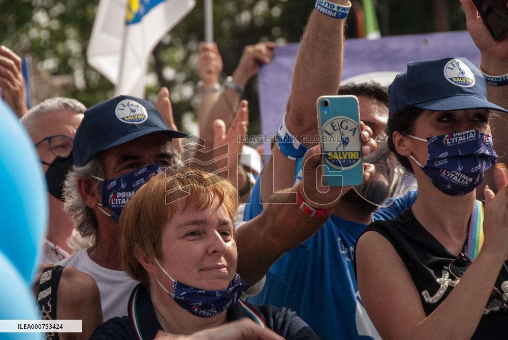 Matteo Salvini at the Lega demonstration in Rome