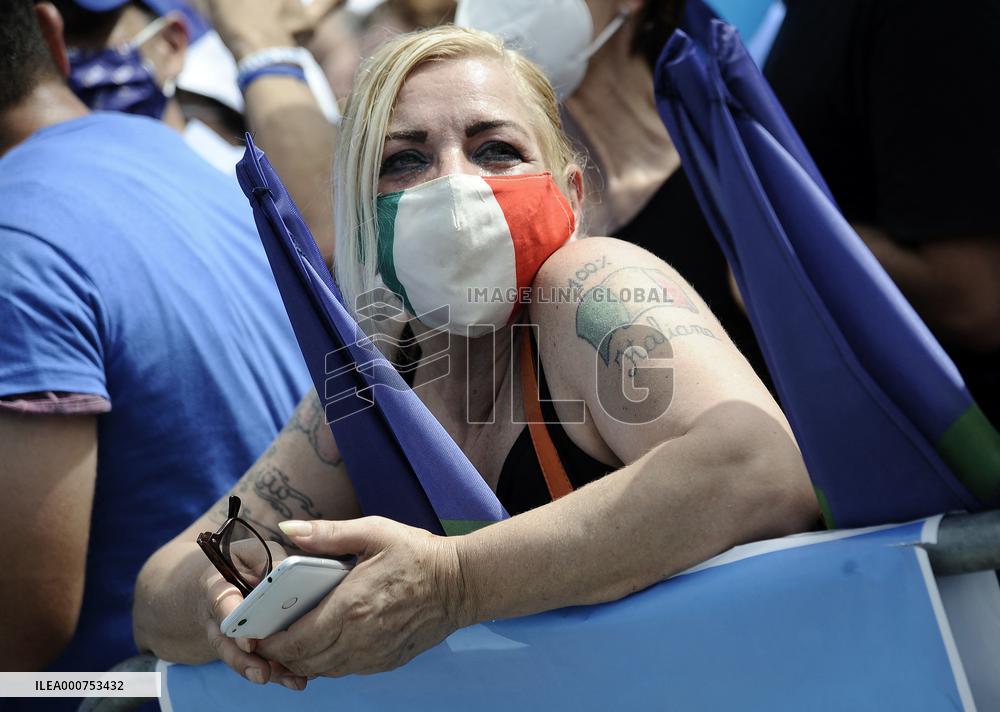 Matteo Salvini at the Lega demonstration in Rome