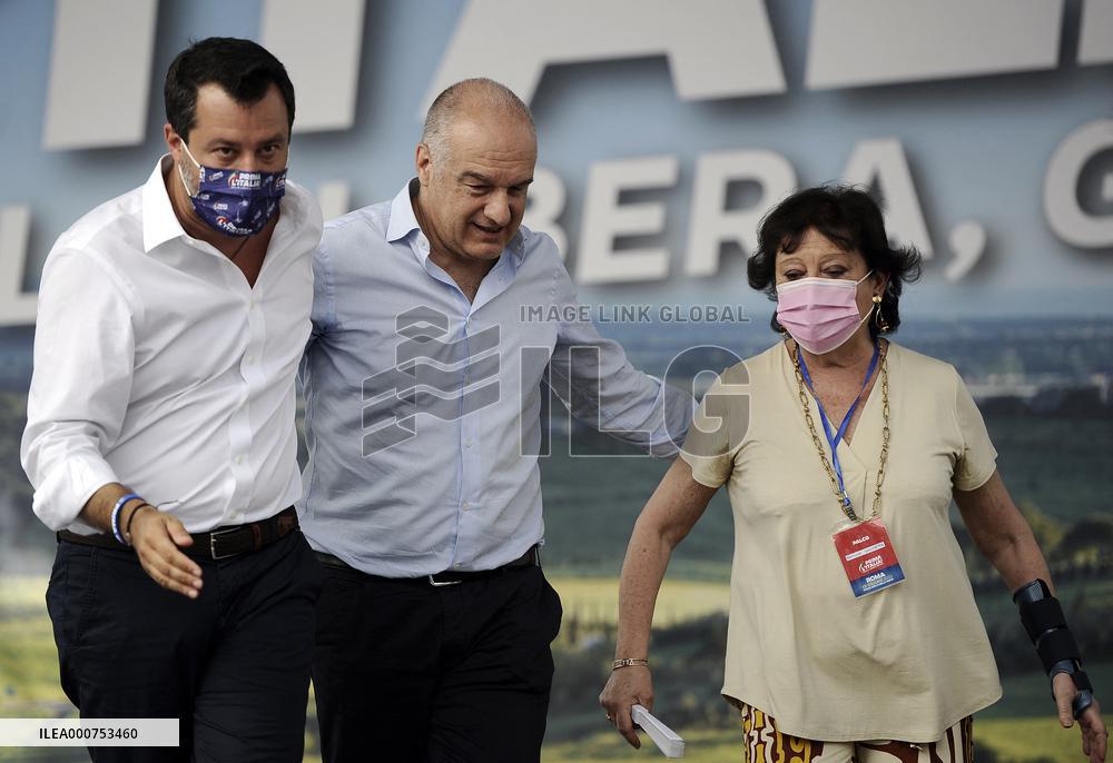 Matteo Salvini at the Lega demonstration in Rome