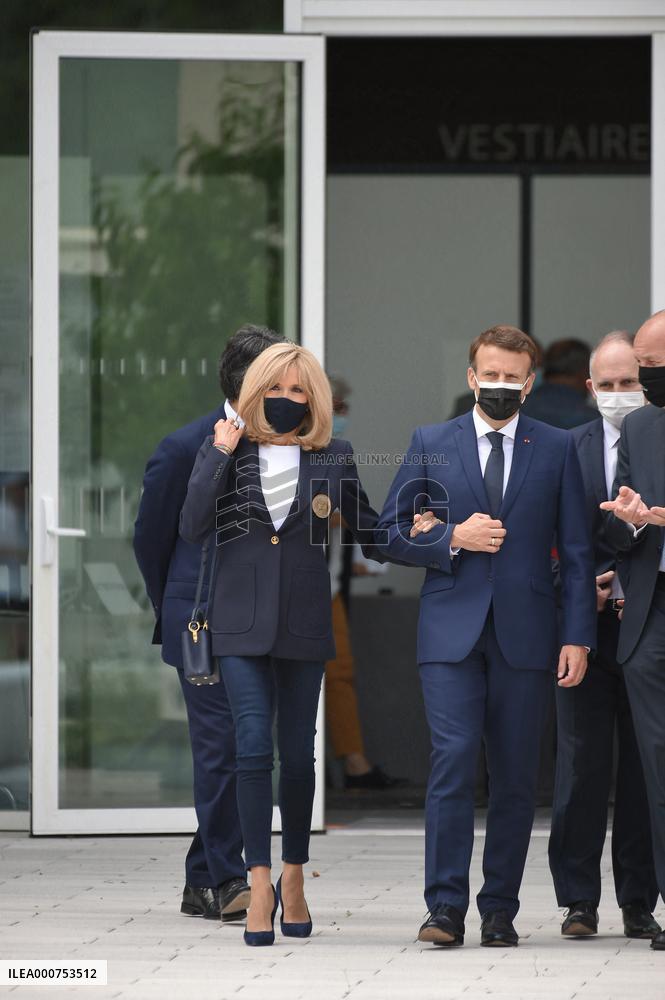President Emmanuel Macron with Brigitte Macron vote for Regional and departmental elections - Le Touquet