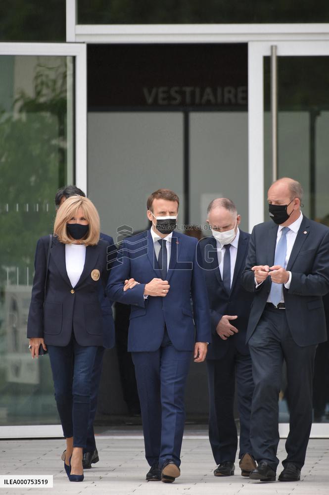 President Emmanuel Macron with Brigitte Macron vote for Regional and departmental elections - Le Touquet