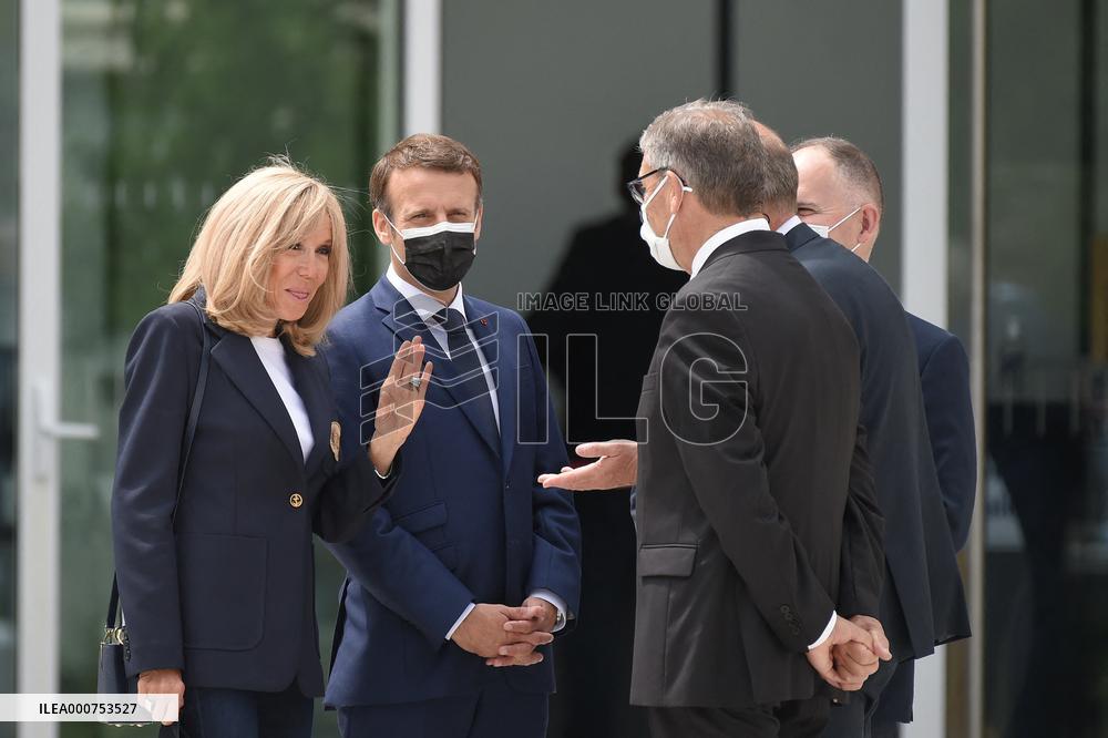 President Emmanuel Macron with Brigitte Macron vote for Regional and departmental elections - Le Touquet