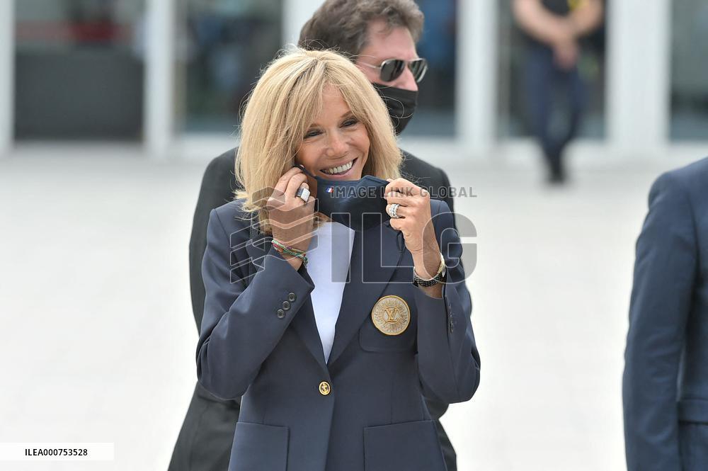 President Emmanuel Macron with Brigitte Macron vote for Regional and departmental elections - Le Touquet