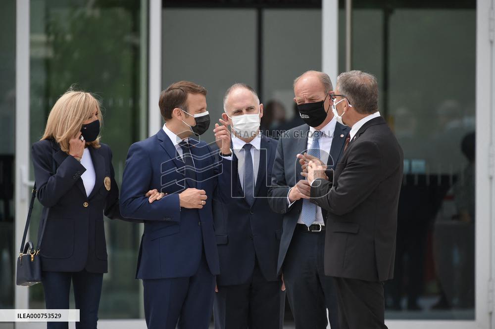 President Emmanuel Macron with Brigitte Macron vote for Regional and departmental elections - Le Touquet