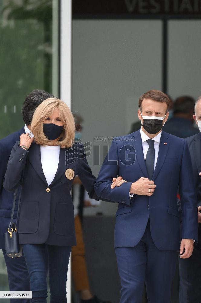 President Emmanuel Macron with Brigitte Macron vote for Regional and departmental elections - Le Touquet
