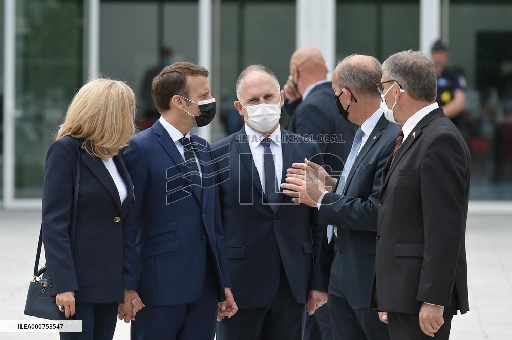 President Emmanuel Macron with Brigitte Macron vote for Regional and departmental elections - Le Touquet