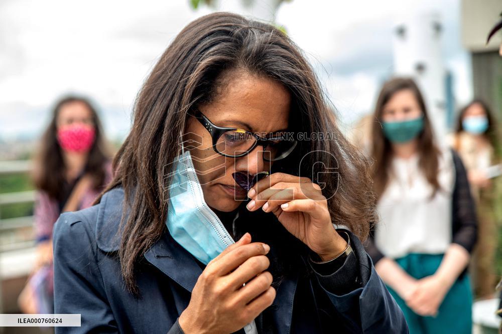 Audrey Pulvar Inaugurates A Roof Farm - Paris