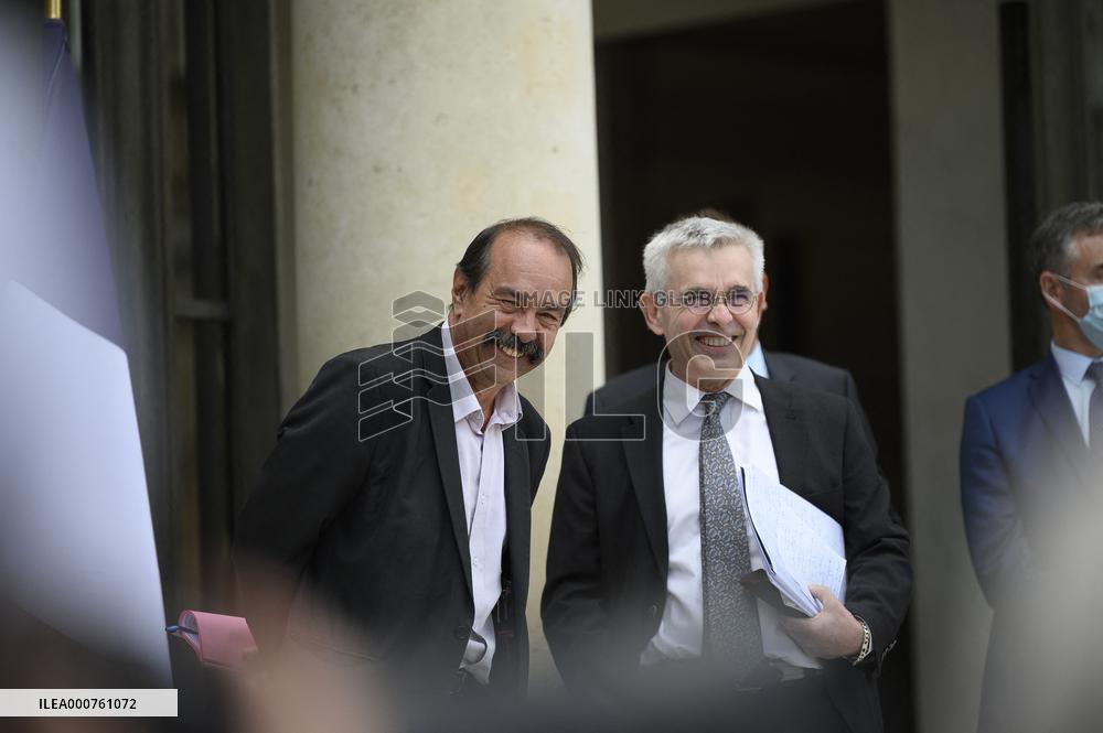 Meeting With Unions At Elysee Palace - Paris