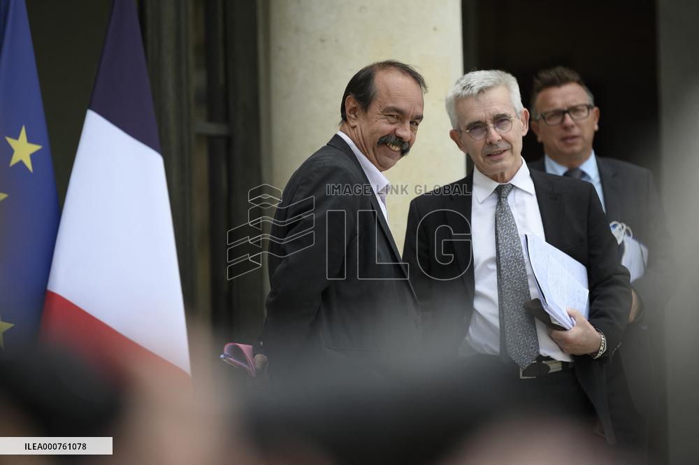 Meeting With Unions At Elysee Palace - Paris