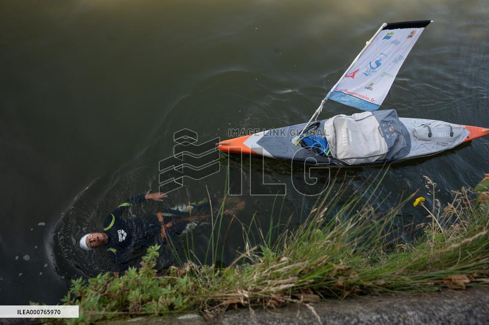 Arthur Germain Arrives In Rouen During His Swim Down The Seine