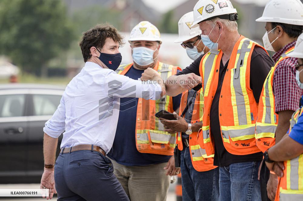 Justin Trudeau Visits A Construction Site - Ontario