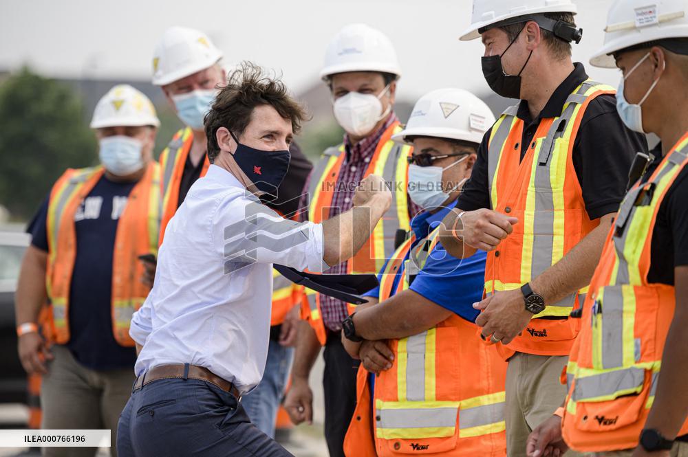 Justin Trudeau Visits A Construction Site - Ontario