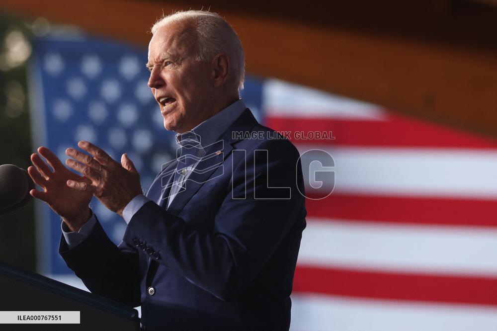President Joe Biden participates in a campaign event for Virginia gubernatorial candidate Terry McAuliffe