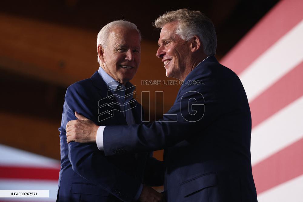 President Joe Biden participates in a campaign event for Virginia gubernatorial candidate Terry McAuliffe