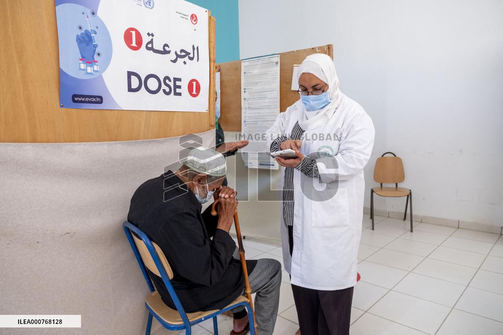 Anti-covid vaccination center in Menzel Bourguiba - Tunisia