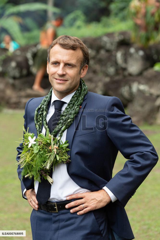 President Macron Visits Manihi Atoll