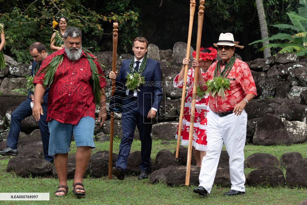 President Macron Visits Manihi Atoll