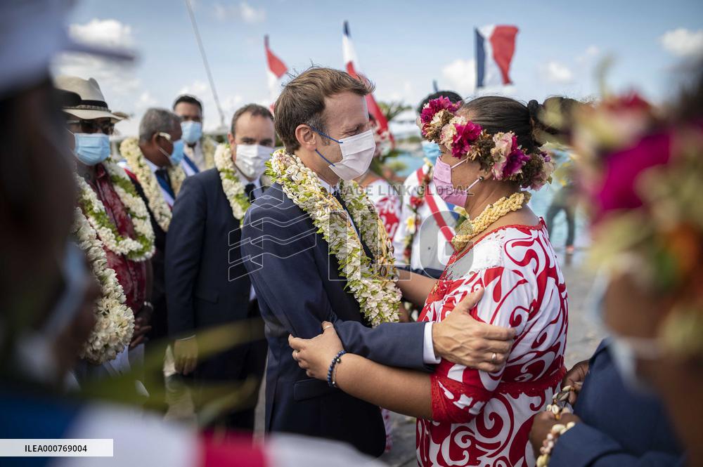 President Macron Visits Manihi Atoll