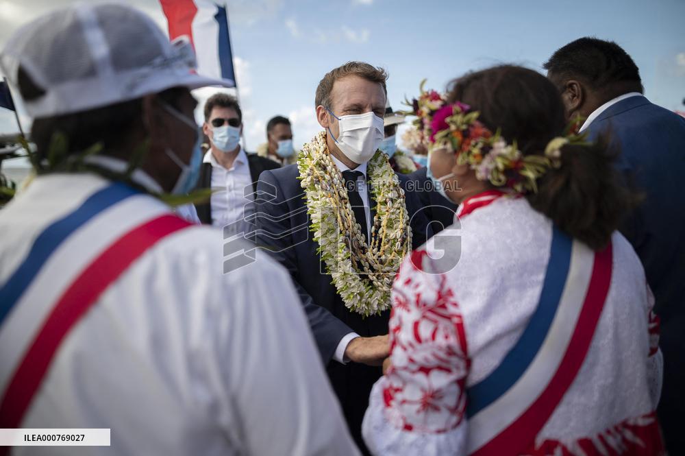 President Macron Visits Manihi Atoll
