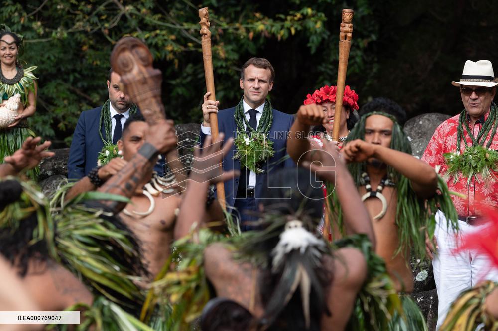 President Macron Visits Manihi Atoll