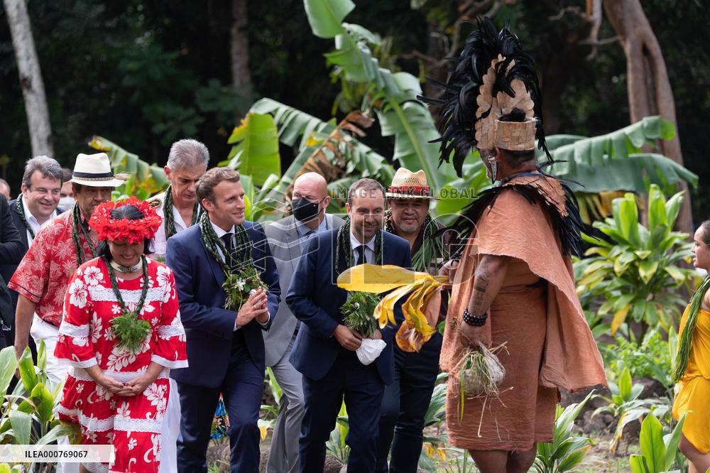President Macron Visits Manihi Atoll