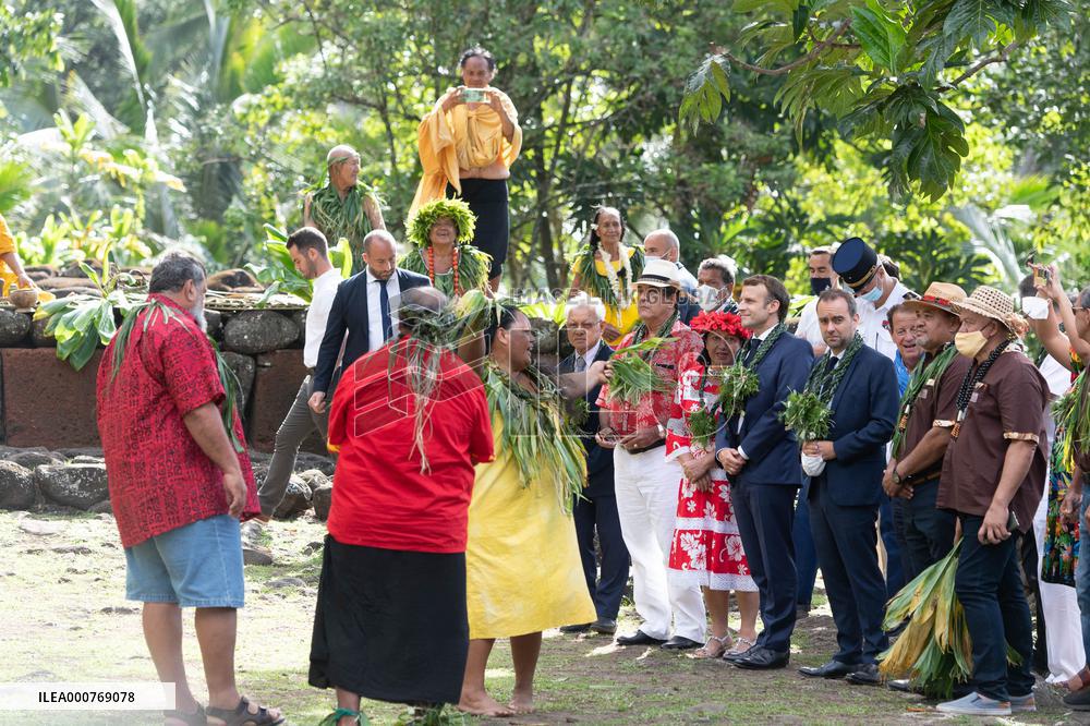 President Macron Visits Manihi Atoll