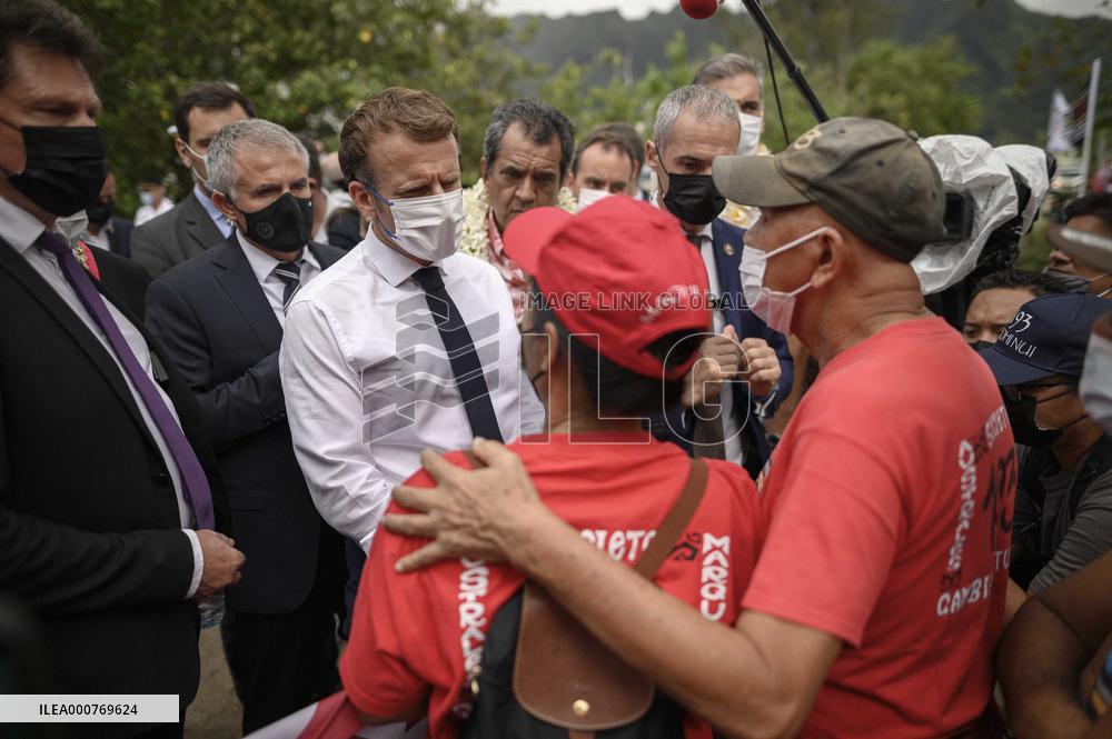 President Macron Listens To A Victim Of A Nuclear Test - Moorea Island