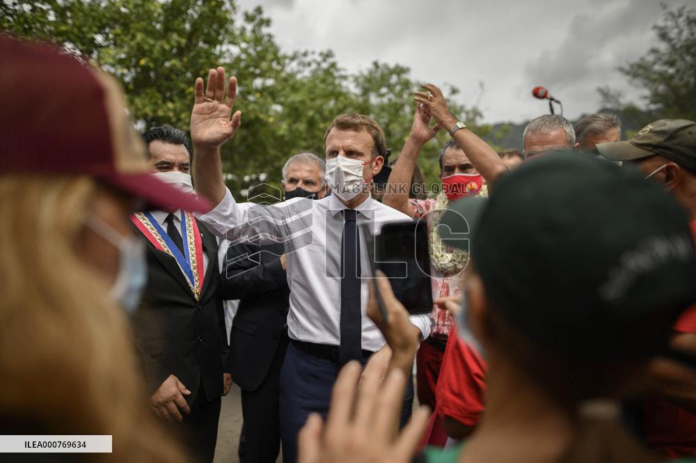 President Macron Listens To A Victim Of A Nuclear Test - Moorea Island