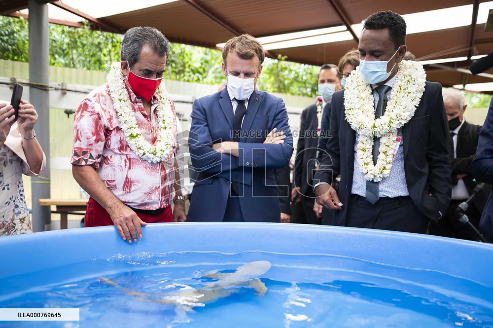 President Macron Visitt To The Criobe Environmental Research Institute - Mo'orea Island