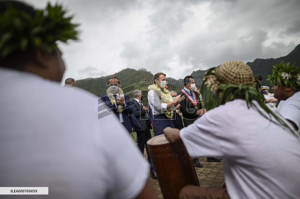 President Macron Arrives To Mo'orea Island
