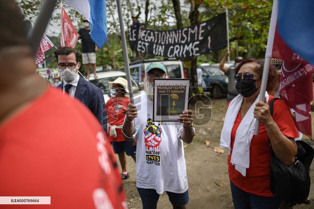 President Macron Listens To A Victim Of A Nuclear Test - Moorea Island