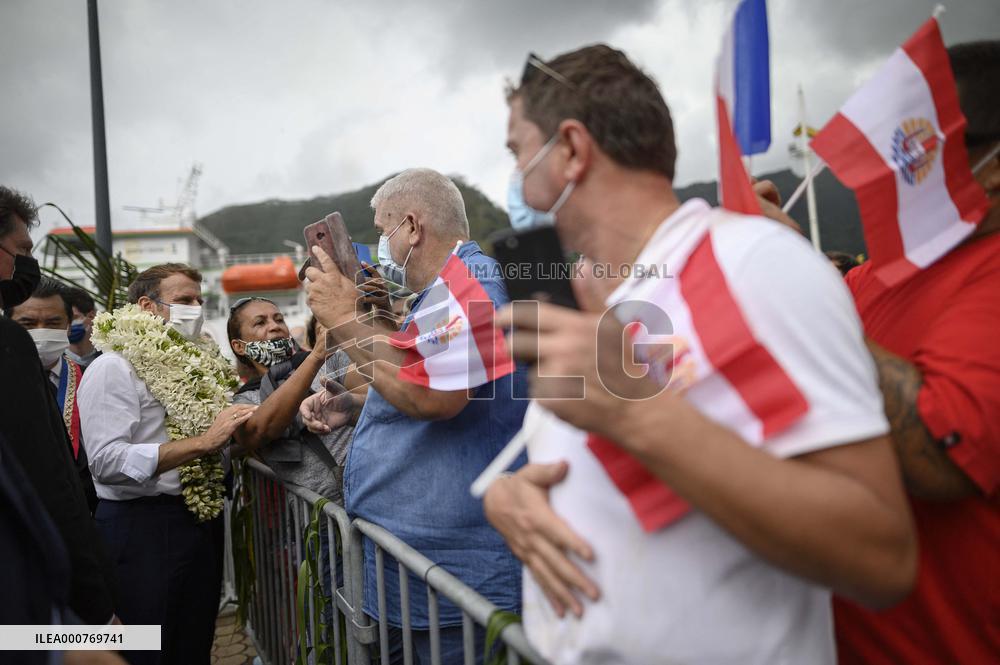 President Macron Arrives To Mo'orea Island